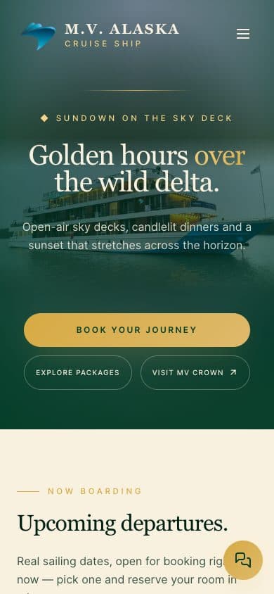 MV Alaska Cruise Ship homepage on mobile