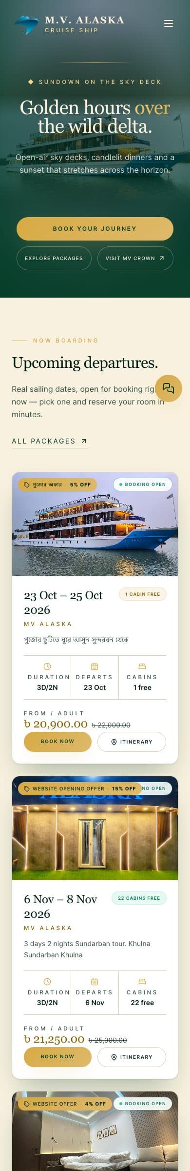 MV Alaska Cruise Ship homepage on mobile