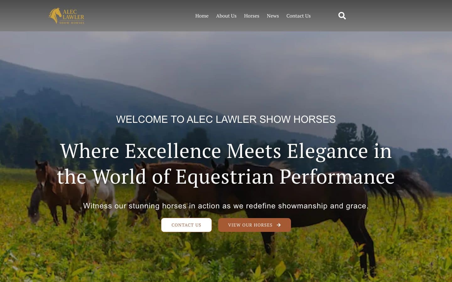 Alec Lawler Show Horses website — desktop homepage