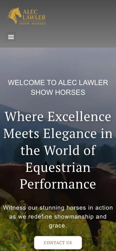 Alec Lawler Show Horses homepage on mobile