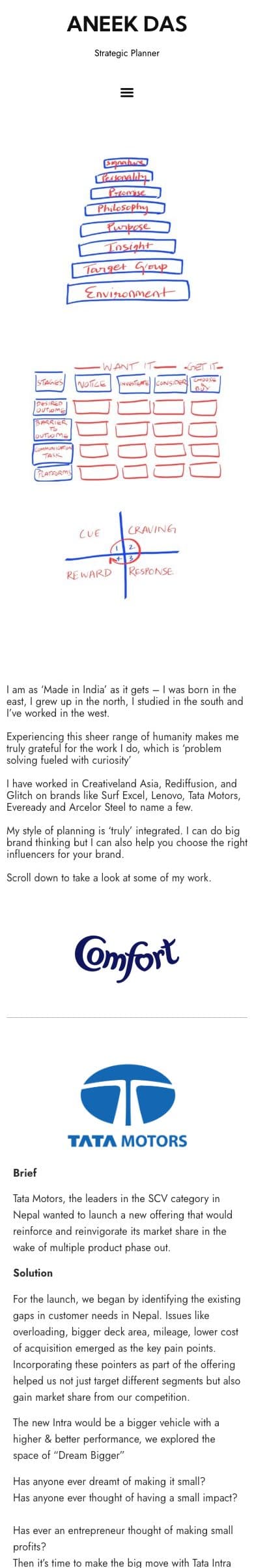 Aneek Das homepage on mobile