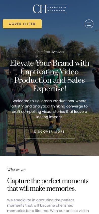 Carneshia Holloman homepage on mobile