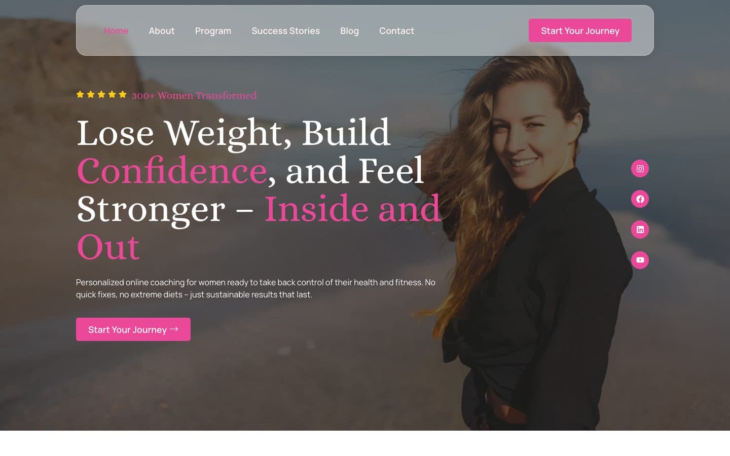 Coached by Caz website — desktop homepage