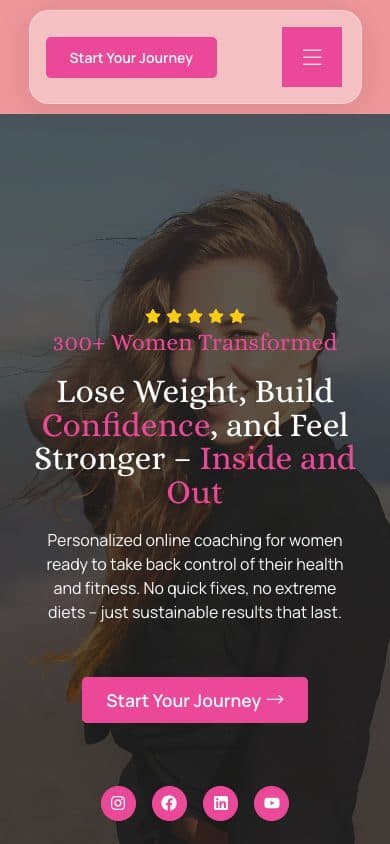 Coached by Caz homepage on mobile