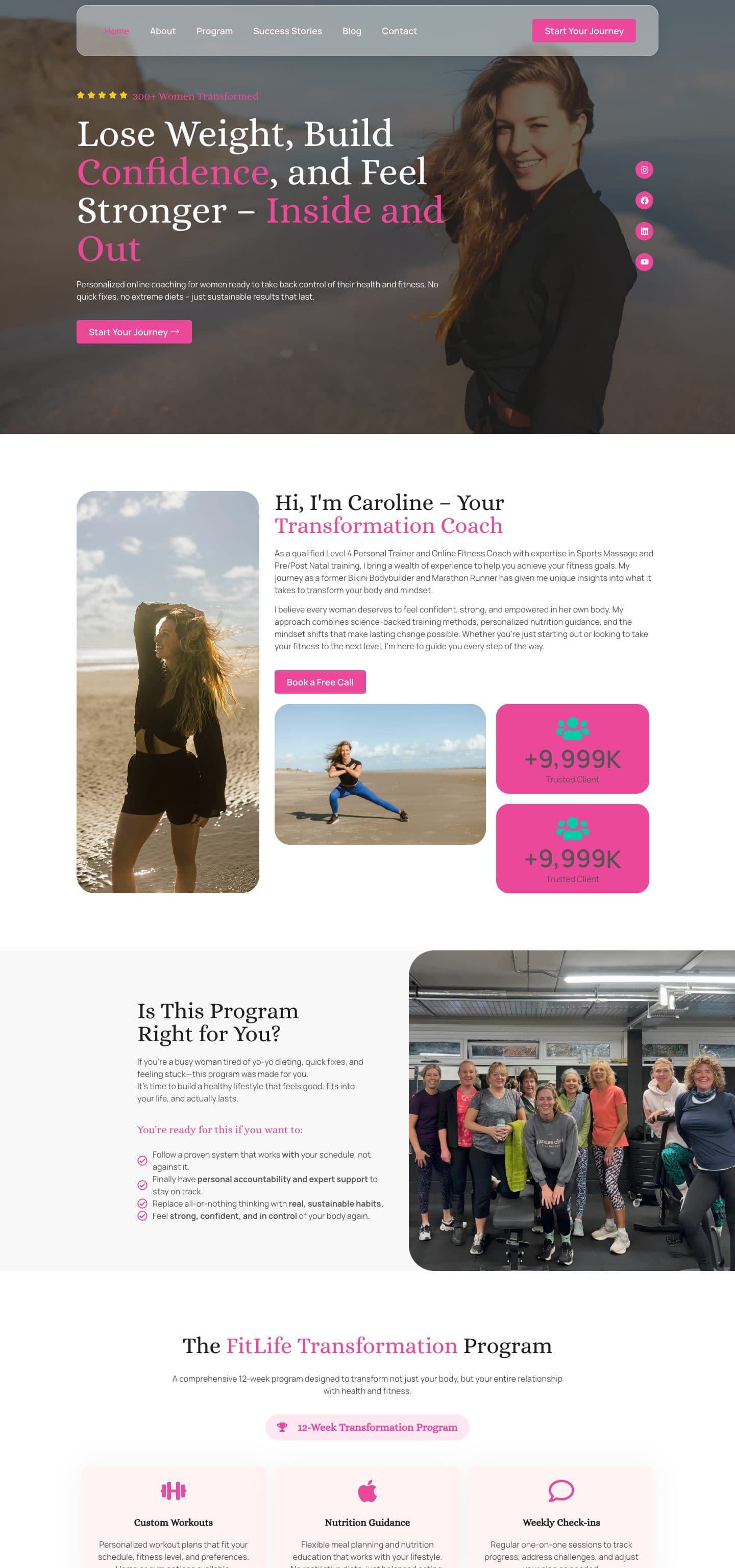 Coached by Caz homepage, full length