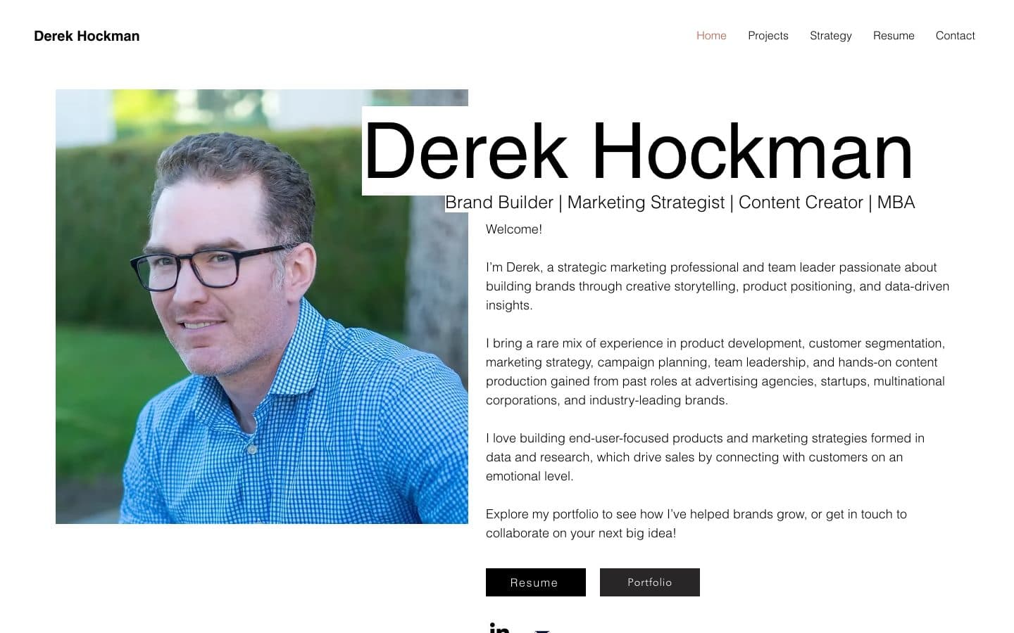 Derek Hockman website — desktop homepage