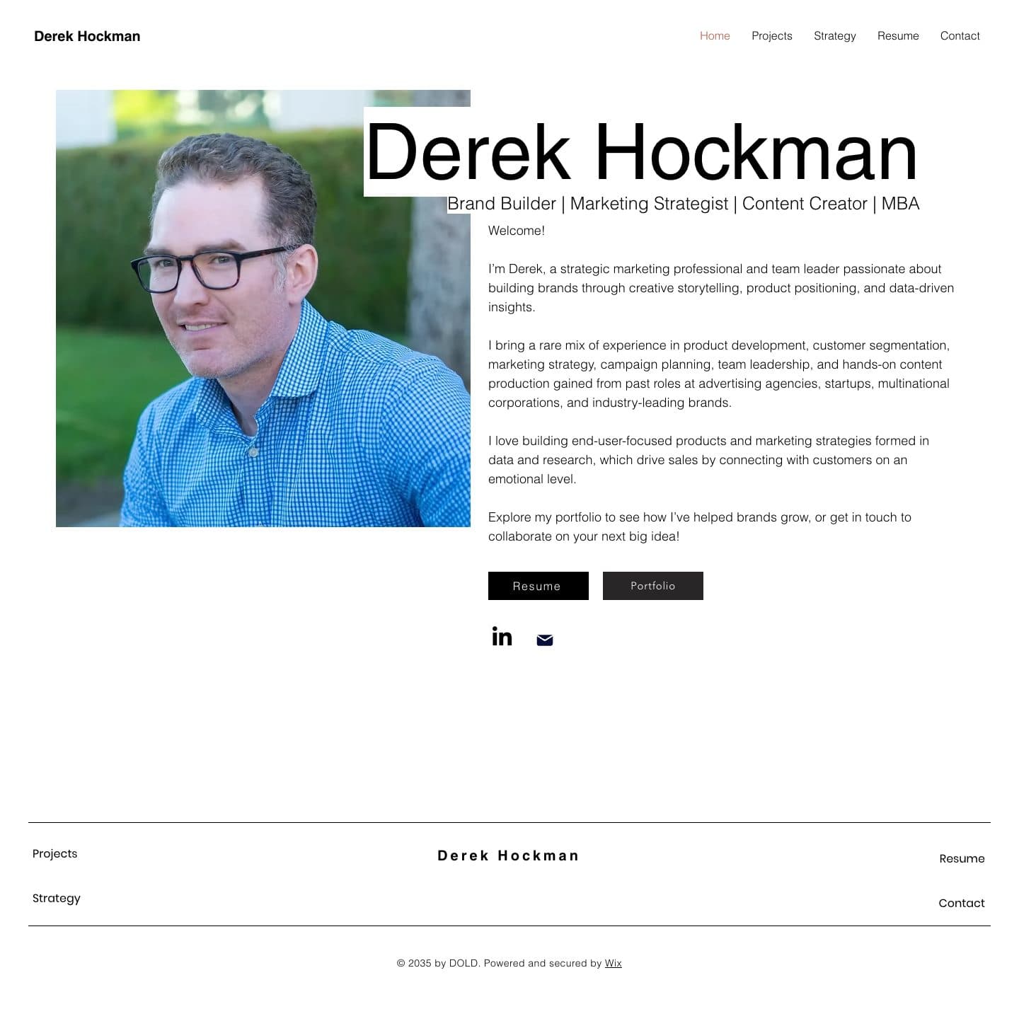 Derek Hockman homepage, full length