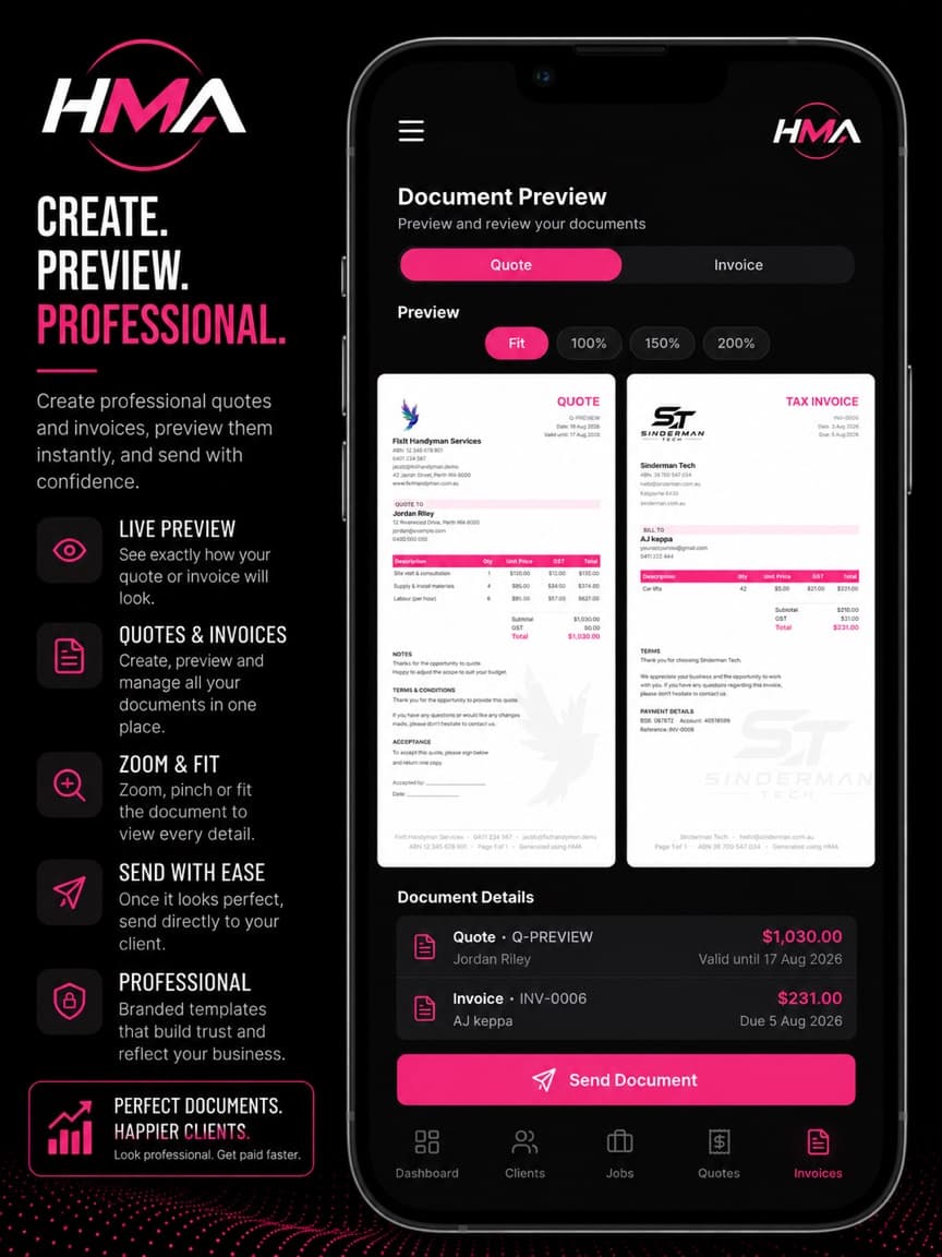 HMA app — Document preview screen