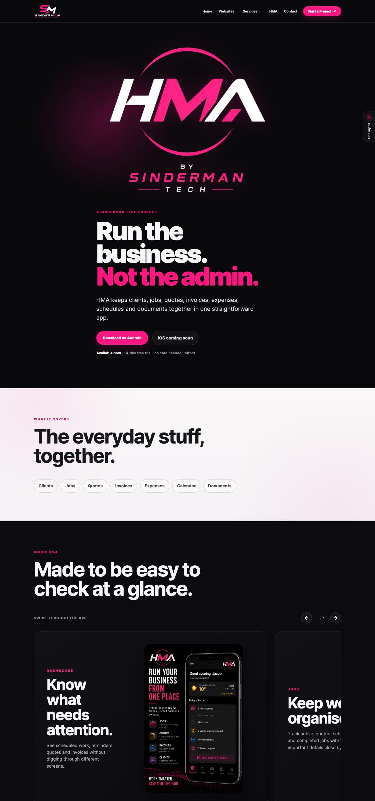 HMA homepage, full length