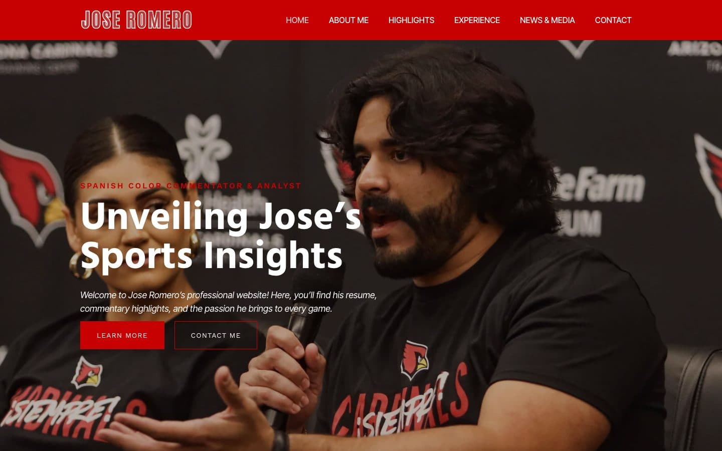 Jose Romero website — desktop homepage