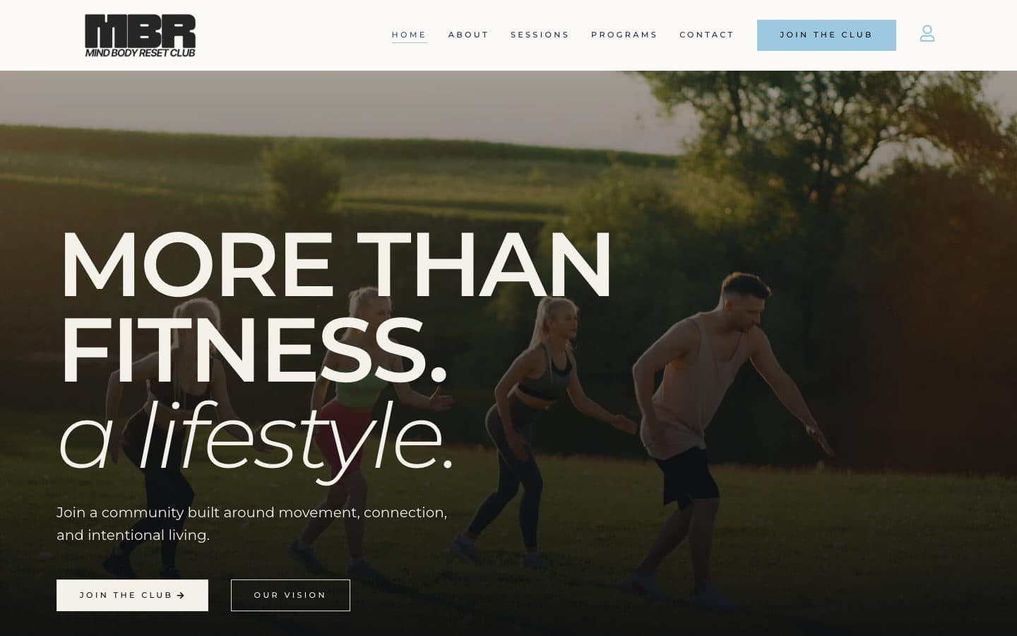 MBR Club website — desktop homepage