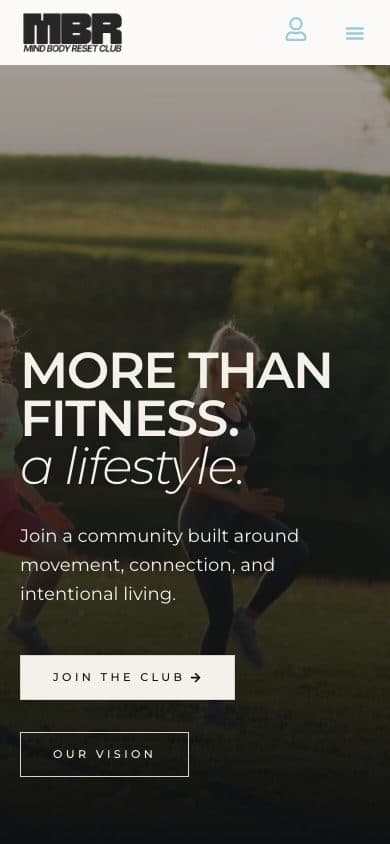 MBR Club homepage on mobile