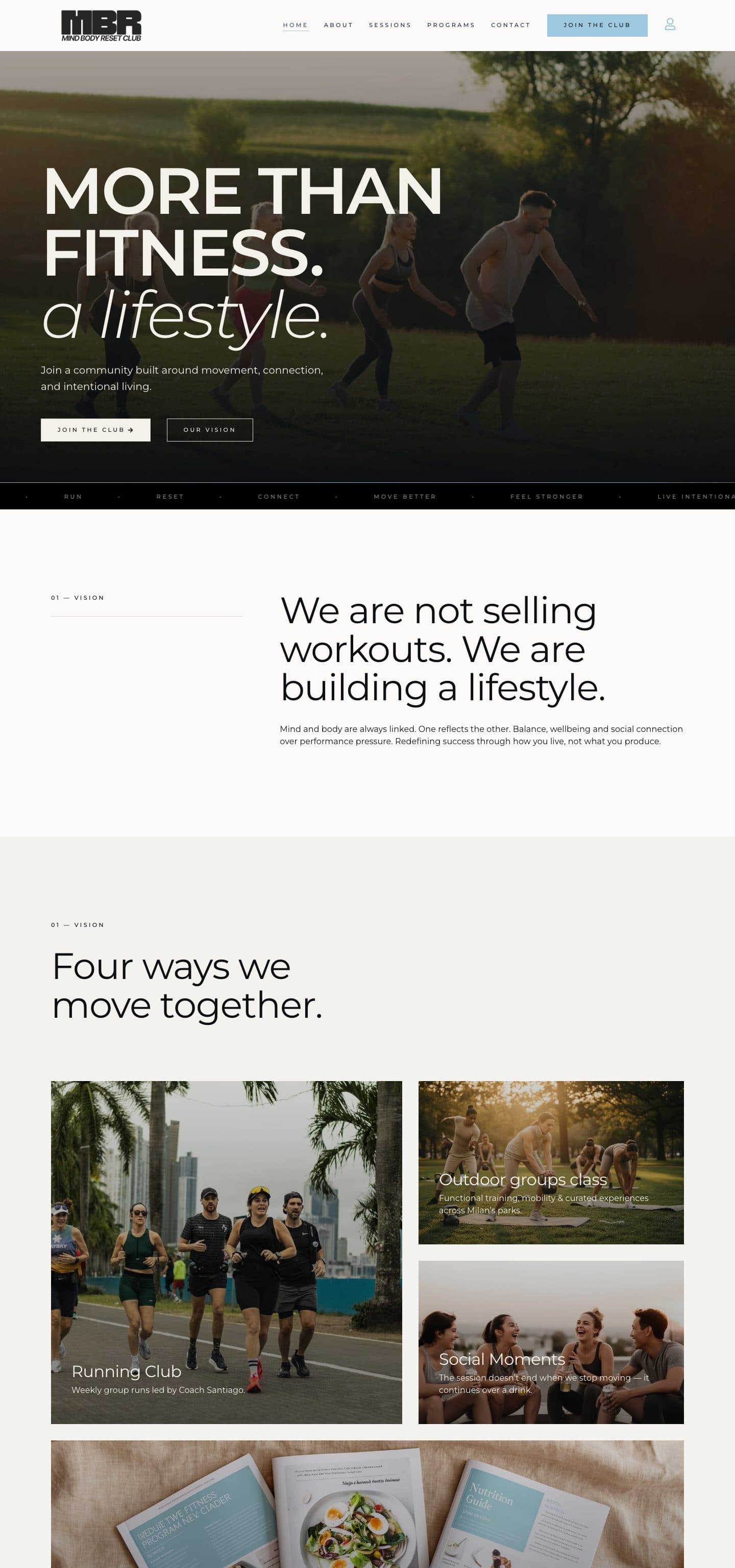 MBR Club homepage, full length