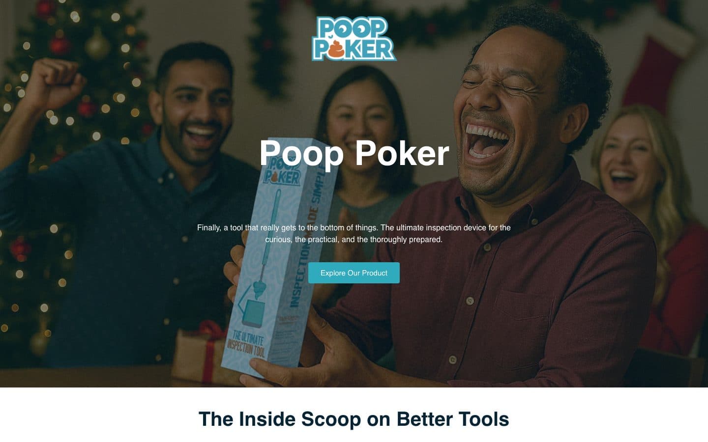 Poop Poker website — desktop homepage