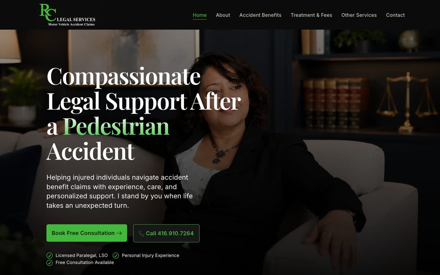 RC Legal Services website — desktop homepage
