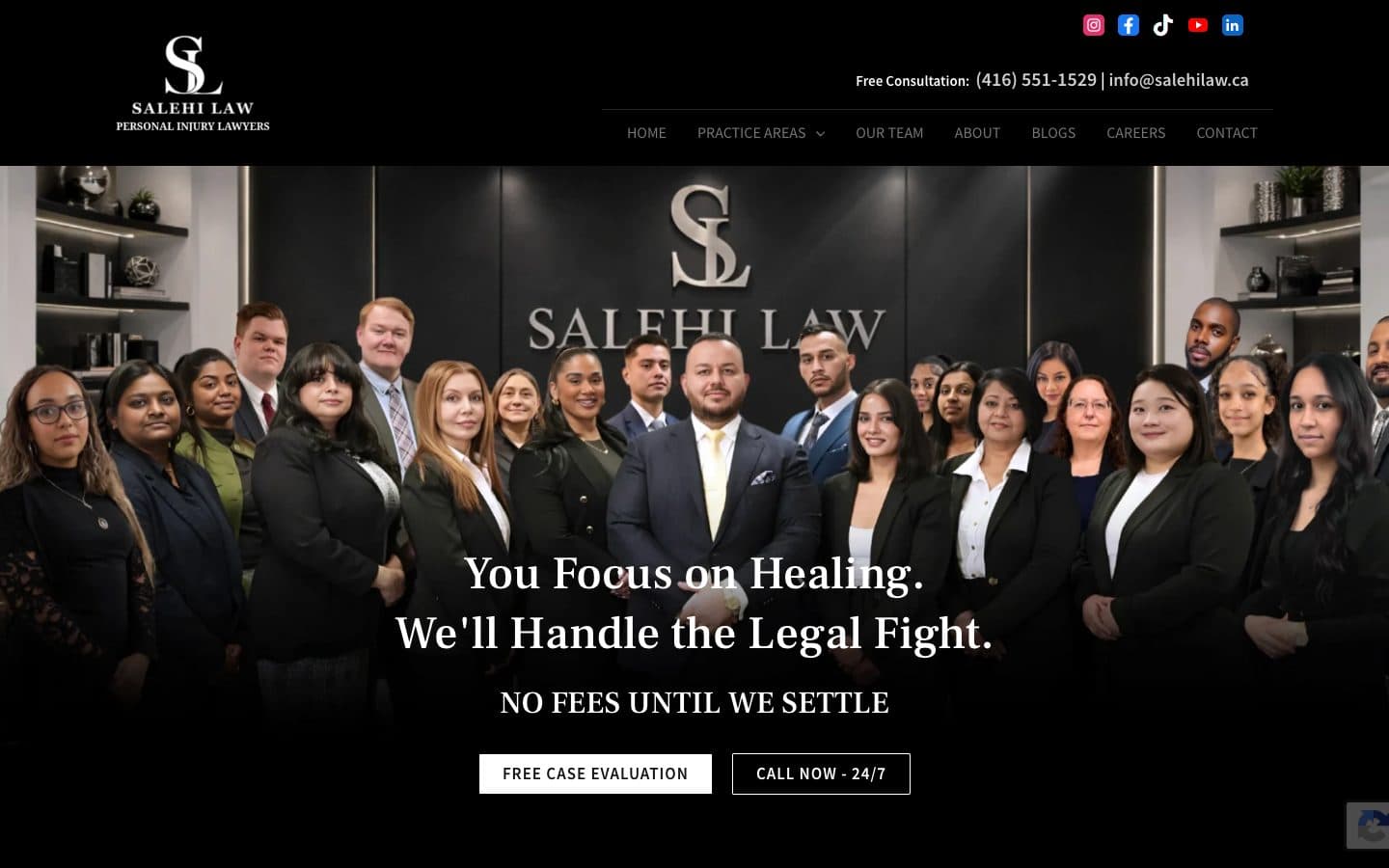 Salehi Law website — desktop homepage