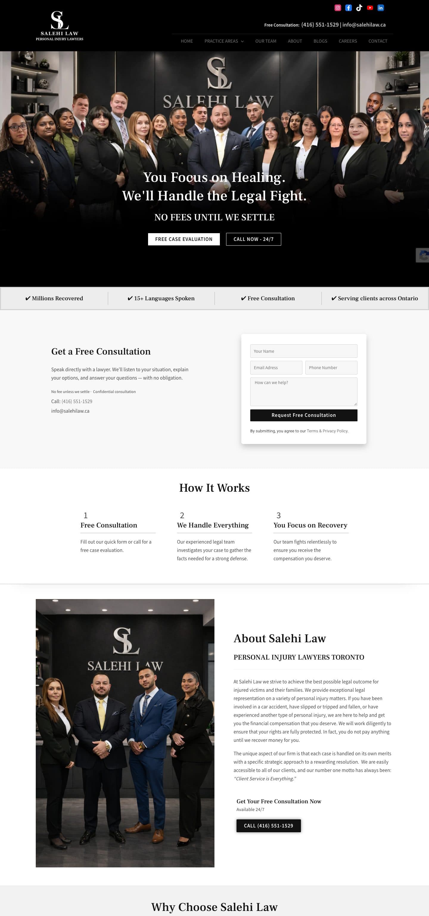 Salehi Law homepage, full length