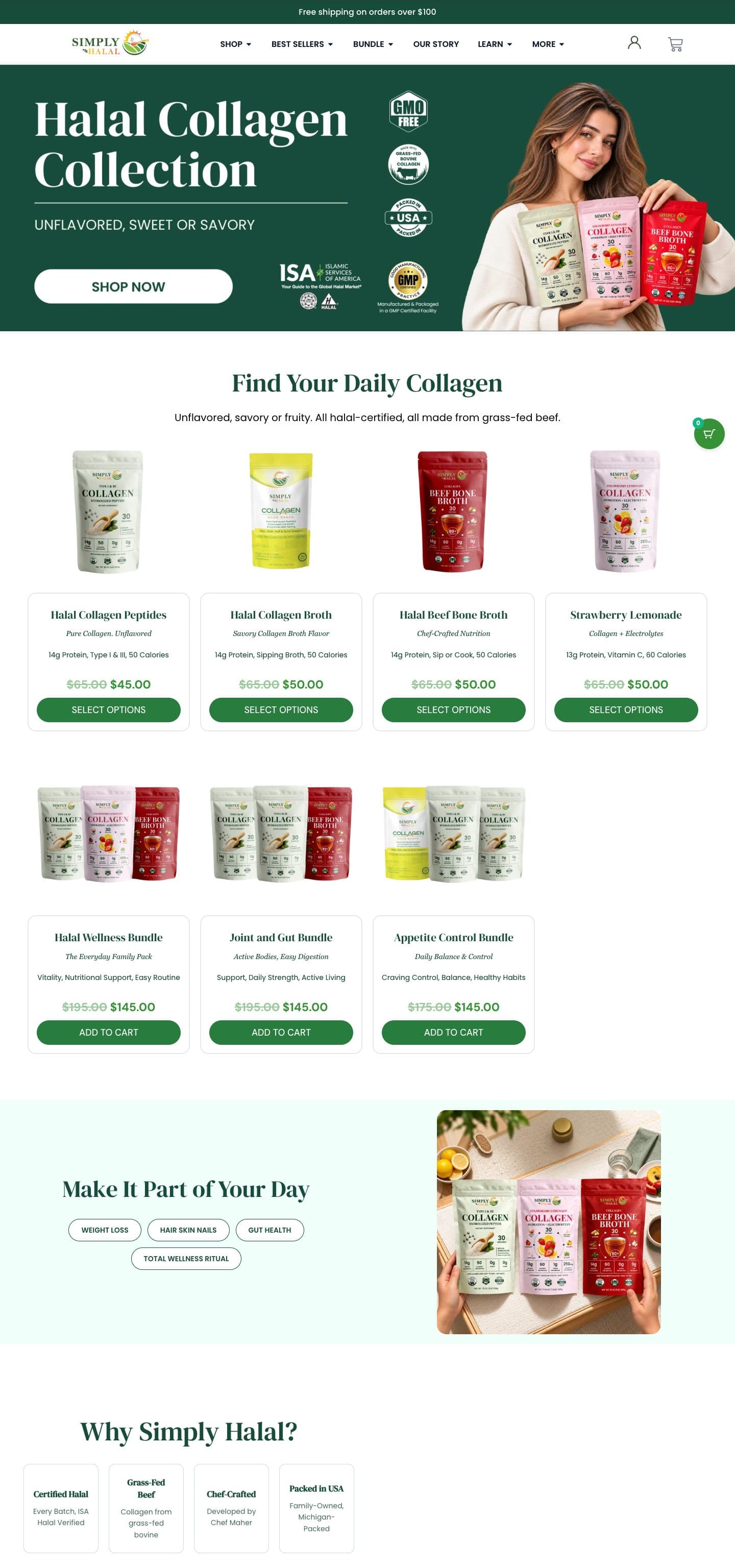 Simply Halal homepage, full length