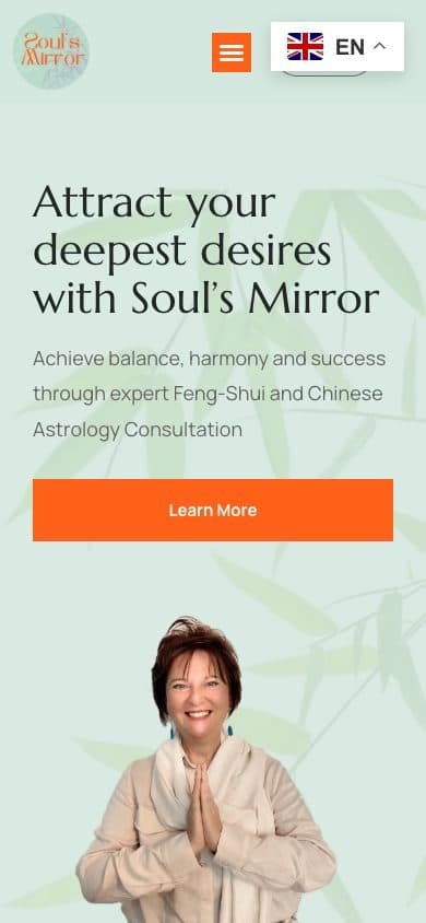 Soul’s Mirror homepage on mobile